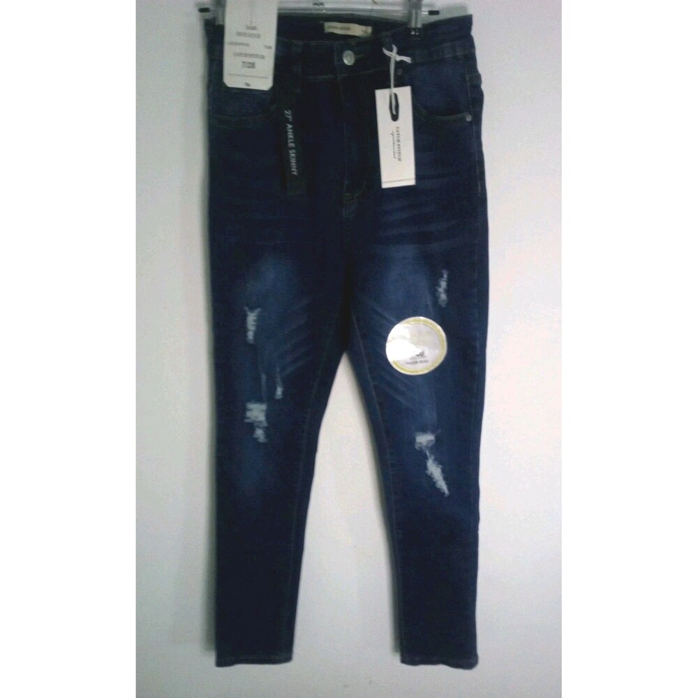 NWT Catch Stitch Jeans Distressed High Rise 27" Ankle Hi Rise Women's size 7/28